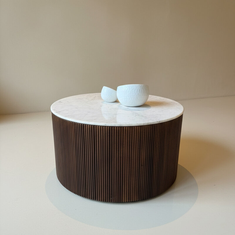 Marbella Ronde Salontafel– Walnoot & Marmer