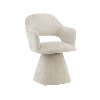Sculptural Swivel Chair – Beige Textured Fabric
