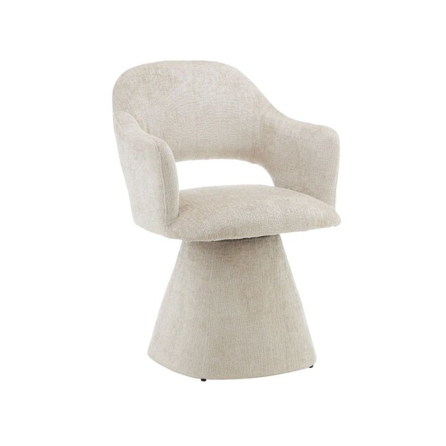 Sculptural Swivel Chair – Beige Textured Fabric