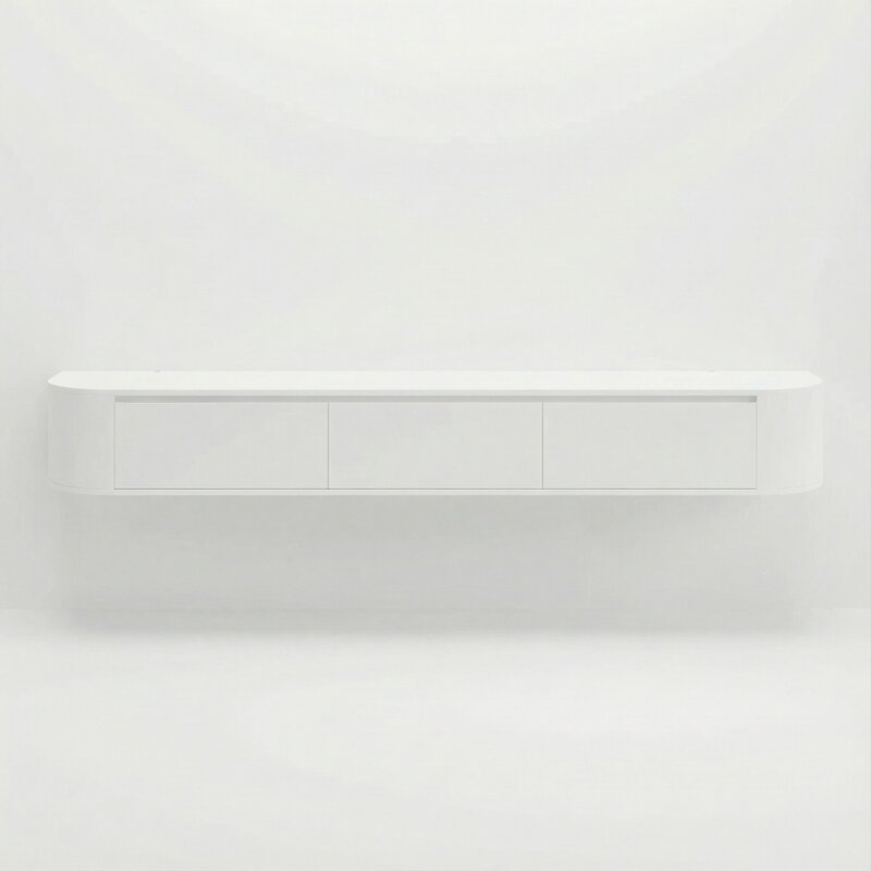 Japandi  TV Meubel Wit (Lange Bocht)