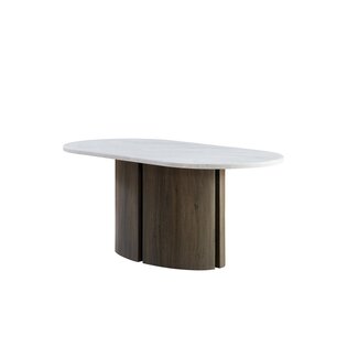 Japandi Eettafel met White Marble Top – Sculpturale Luxe