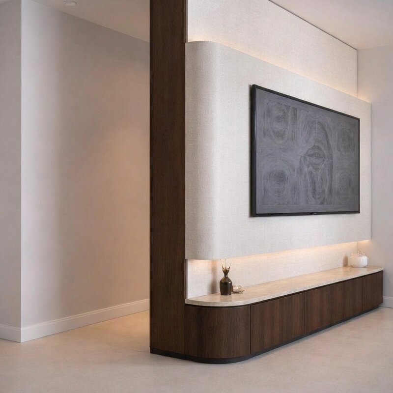 Japandi TV Meubel  Walnoot Travertine