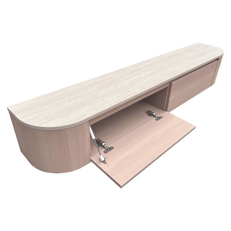 Japandi TV Meubel  Licht Beige Travertine