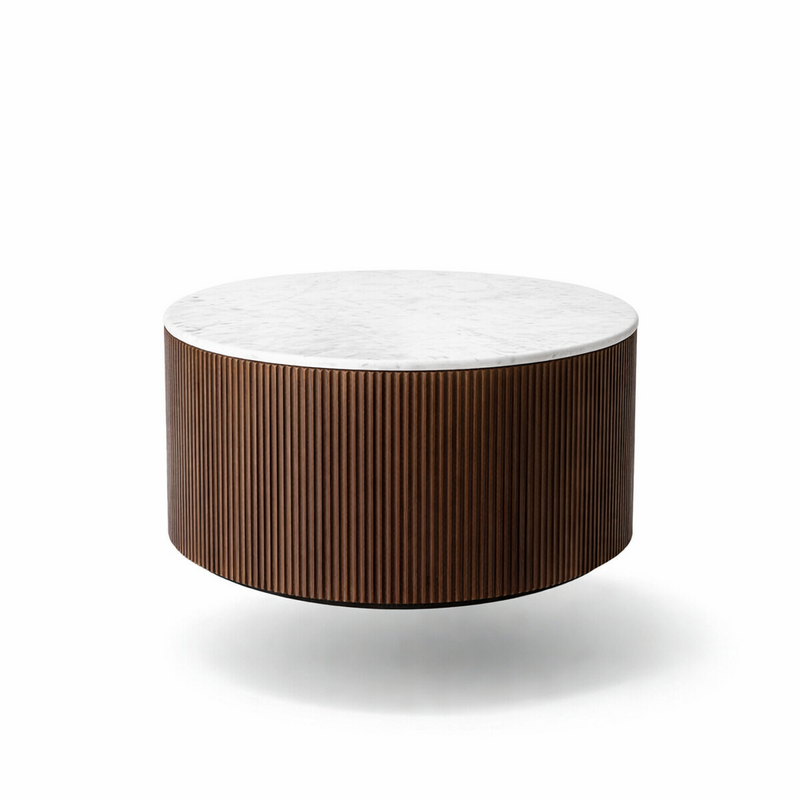 Marbella Ronde Salontafel– Walnoot & Marmer
