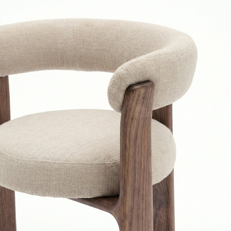 Japandi eetkamerstoel beige linnen