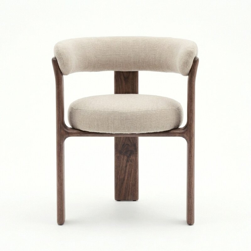 Japandi eetkamerstoel beige linnen