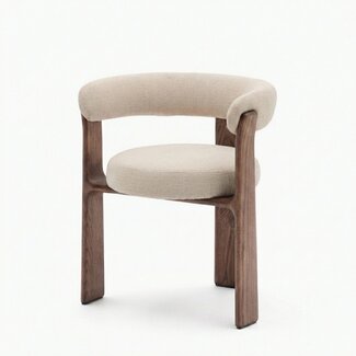 Japandi eetkamerstoel beige linnen