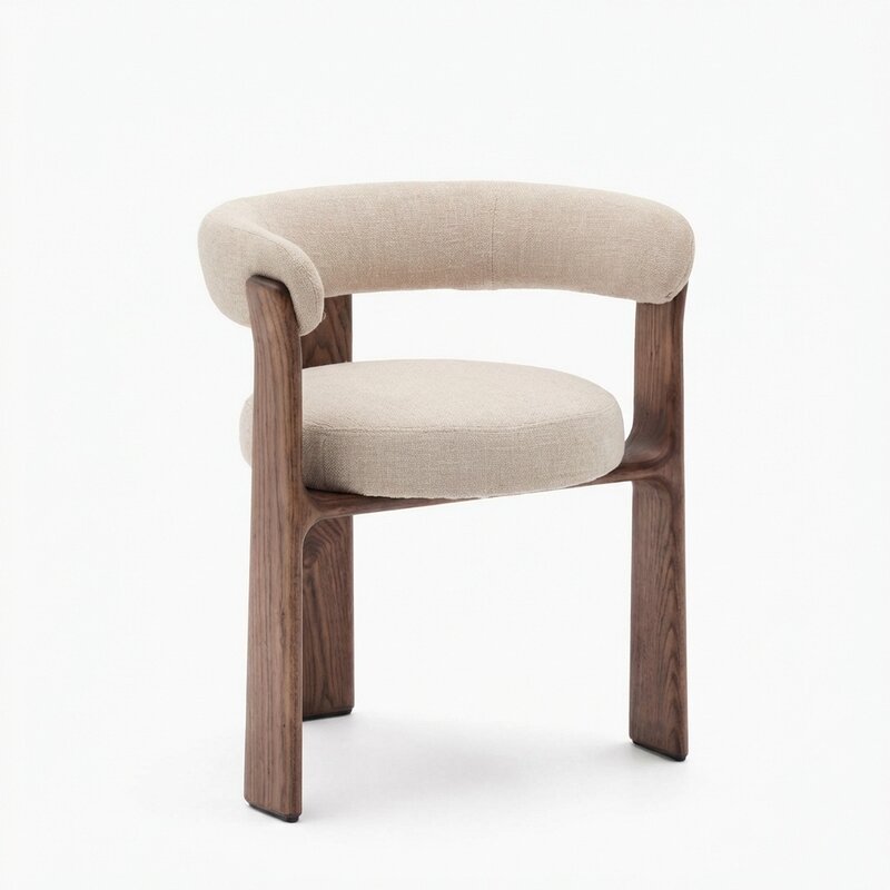 Japandi eetkamerstoel beige linnen