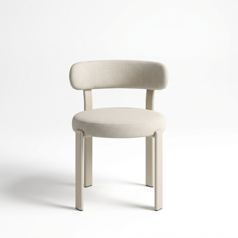 Eloise eetkamerstoel linnen beige - Beige poten