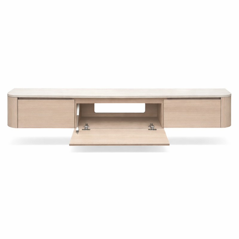 Japandi TV Meubel  Licht Beige Eiken Travertine