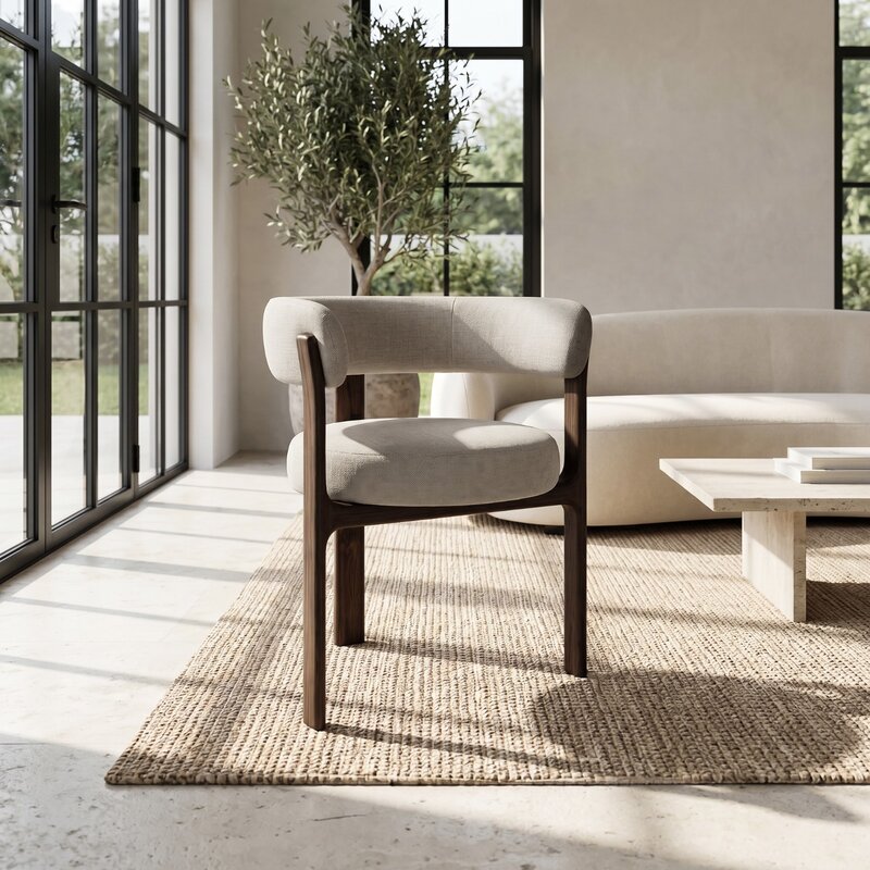 Japandi Eetkamerstoel Beige Linnen