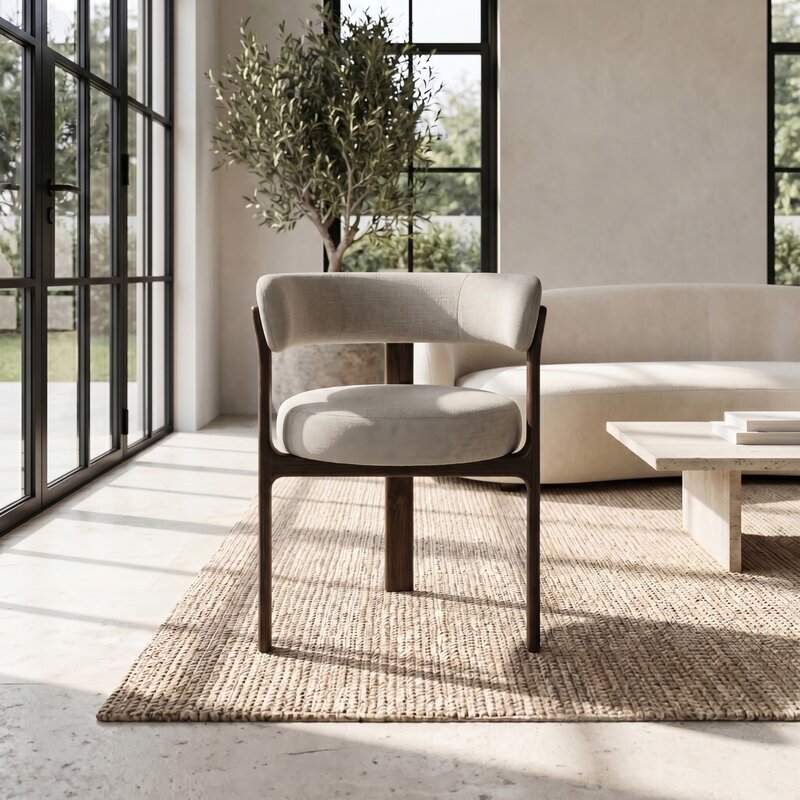 Japandi Eetkamerstoel Beige Linnen