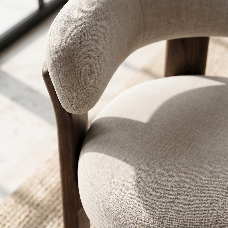 Japandi Eetkamerstoel Beige Linnen