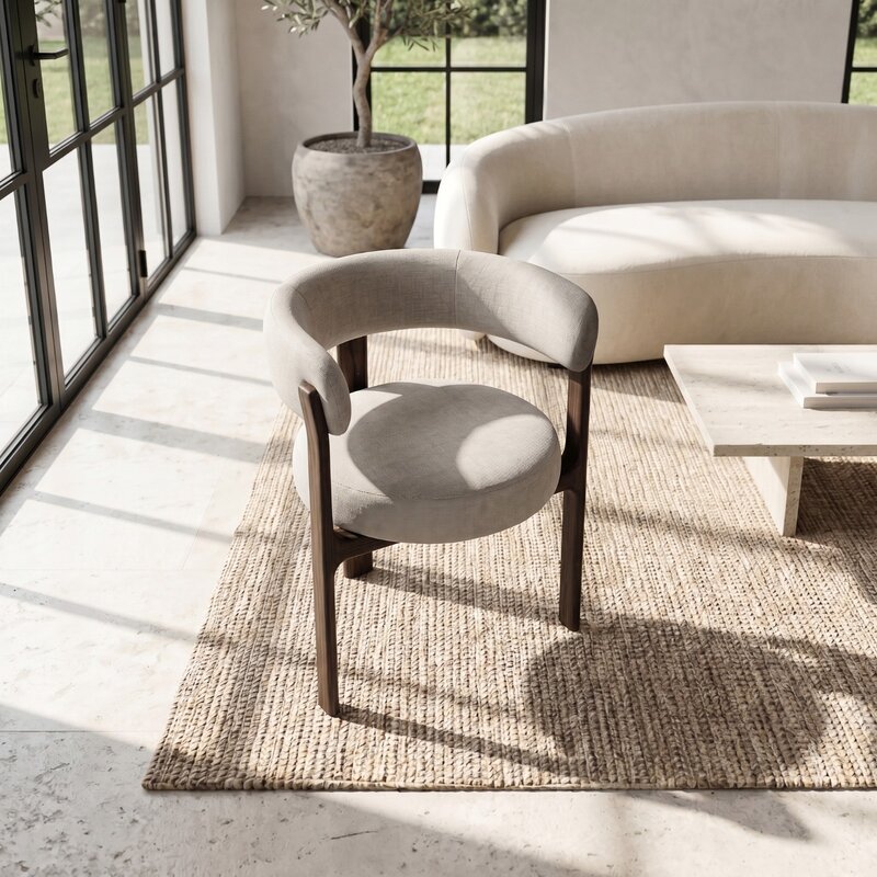 Japandi Eetkamerstoel Beige Linnen