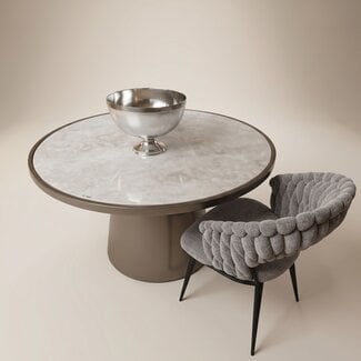 The Hermanita eettafel - brons met wit glasmarmer  130cm