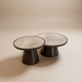 The Hermanita salontafel - brons met wit glasmarmer