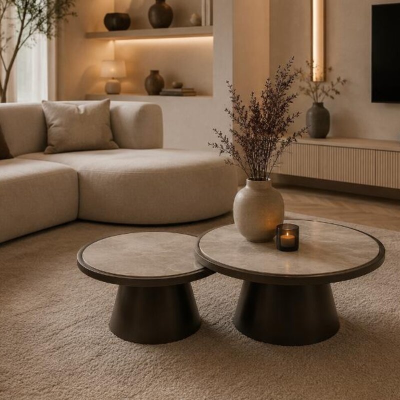 The Hermanita salontafel - brons met wit glasmarmer