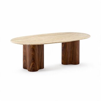 Salontafel Noyer Travertin/Walnoot