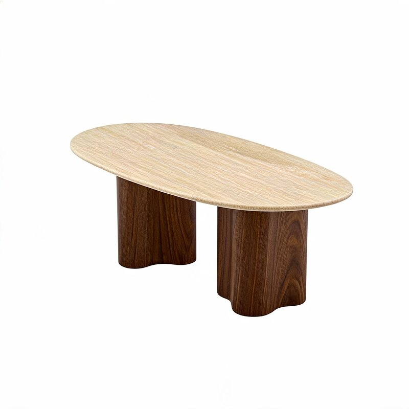 Salontafel Noyer Travertin/Walnoot