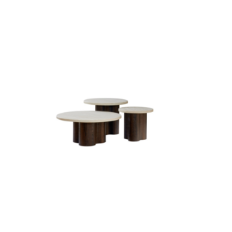 Salontafelset Trèfle Travertin/Walnoot (3-delig)