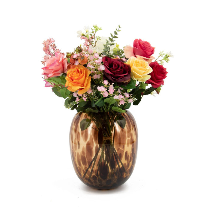 Emerald Kunstboeket flame roses 55cm