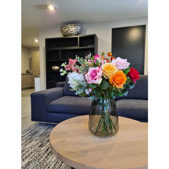 Emerald Kunstboeket flame roses 55cm