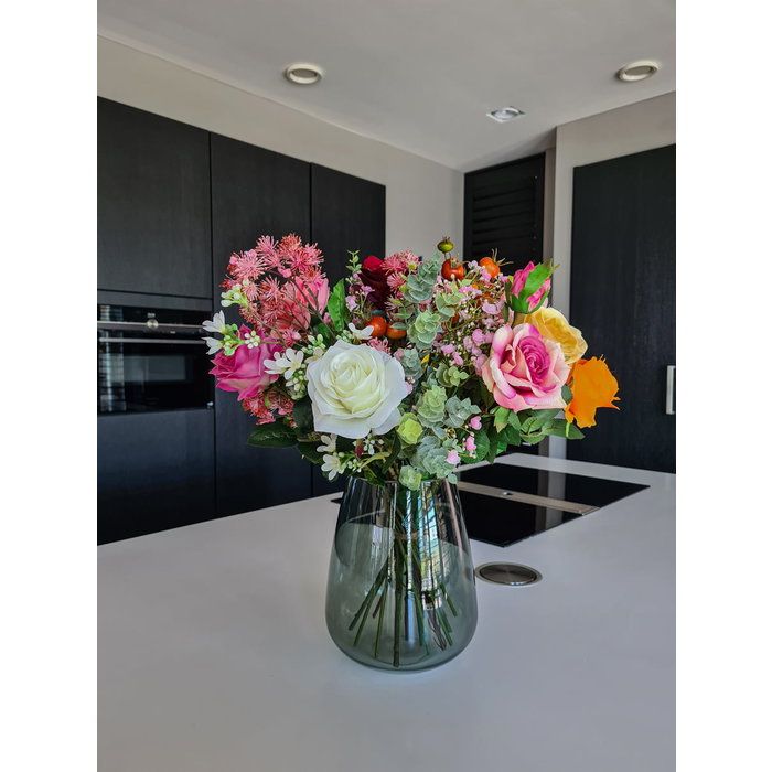 Emerald Kunstboeket flame roses 55cm