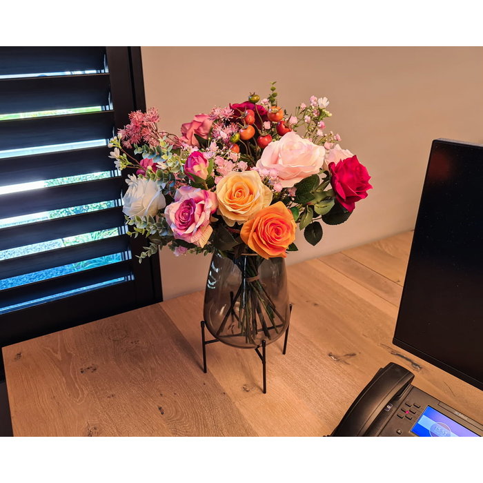 Emerald Kunstboeket flame roses 55cm