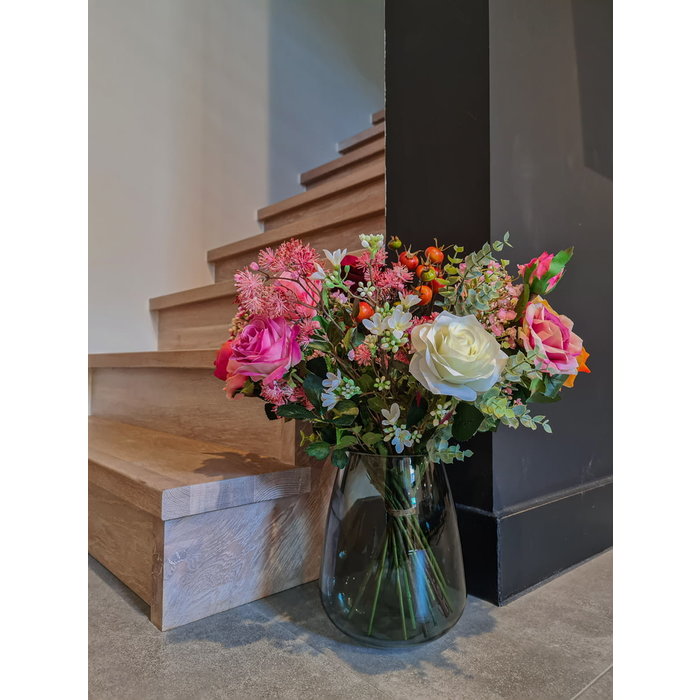 Emerald Kunstboeket flame roses 55cm