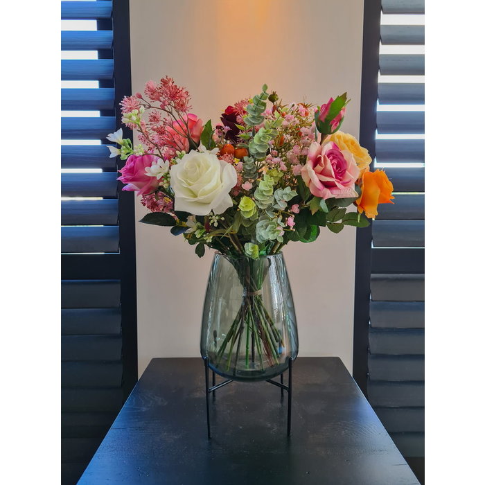 Emerald Kunstboeket flame roses 55cm