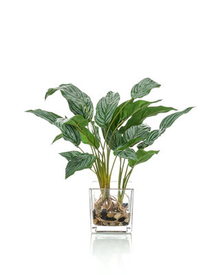 Emerald Kunstplant Aglaonema 45cm in glazen pot