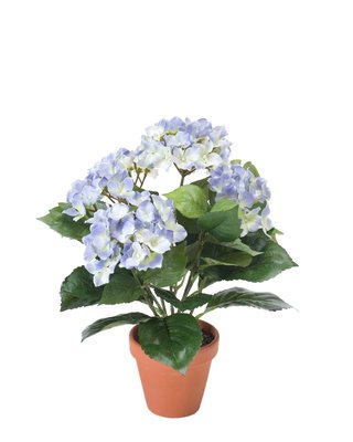 Emerald Kunstplant Hortensia Lichtblauw 37cm in terracotta pot