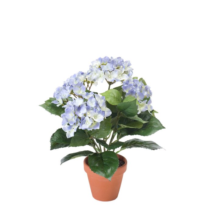 Emerald Kunstplant Hortensia Lichtblauw 37cm in terracotta pot