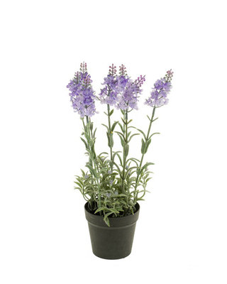 Emerald Kunstplant Lavendel x7 28cm in lichtblauwe pot