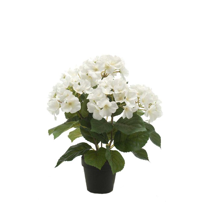 Emerald Kunstplant Hortensia 40cm cream in zwarte pot