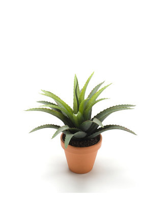 Emerald Kunstplant Agave groen/rood 26cm in terracotta pot