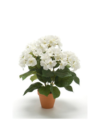 Emerald Kunstplant Hortensia Cream 40cm in terracotta pot