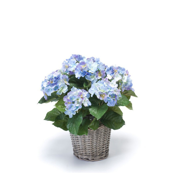 Emerald Kunstplant Hortensia Blauw 45cm in mandje