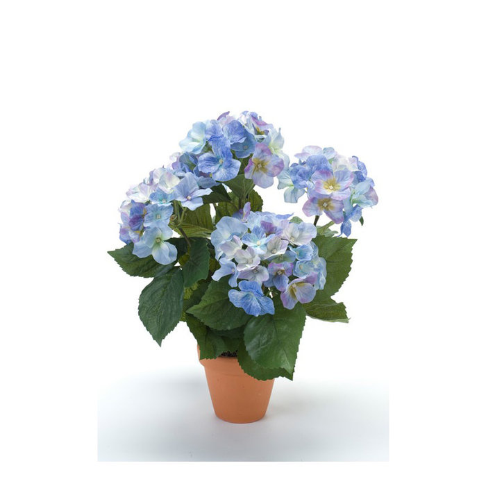Emerald Kunstplant Hortensia Blauw 40cm in terracotta pot