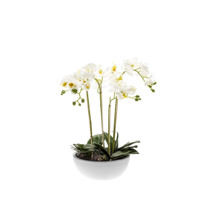 Emerald Kunstplant Vlinderorchidee x4 wit 60cm in witte pot