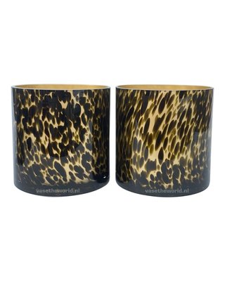 Vase The world Waxinelichthouder Celtic gold cheetah Ø15 x H15 cm-2 stuks
