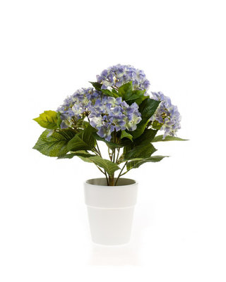 Emerald Kunstplant Hortensia Lichtblauw 39cm in witte pot