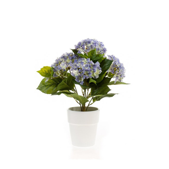 Emerald Kunstplant Hortensia Lichtblauw 39cm in witte pot