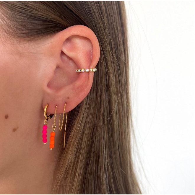 Earring 4 Neon Pink Beads