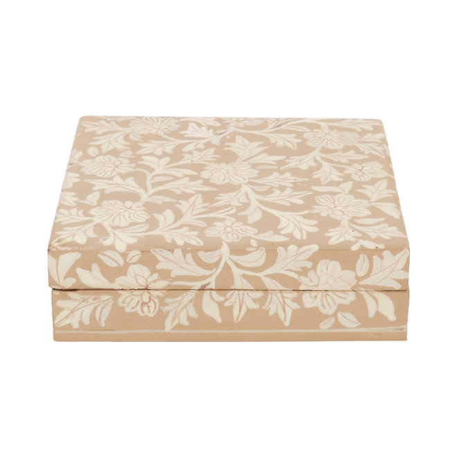 Floral print box square beige
