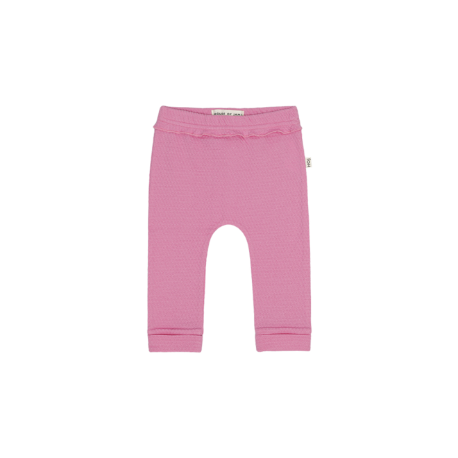 Slim Baby Ruffled Pants - Flashy Pink Pointelle