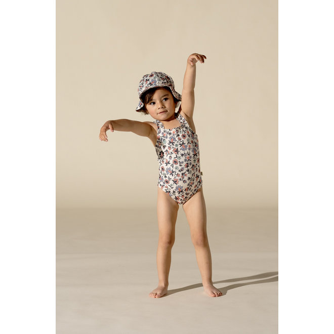Smocked Swimsuit - Spicy Blush Flower