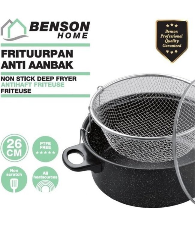Benson Frituurpan - Met mandje - Ø 26 Cm - Anti- aanbak