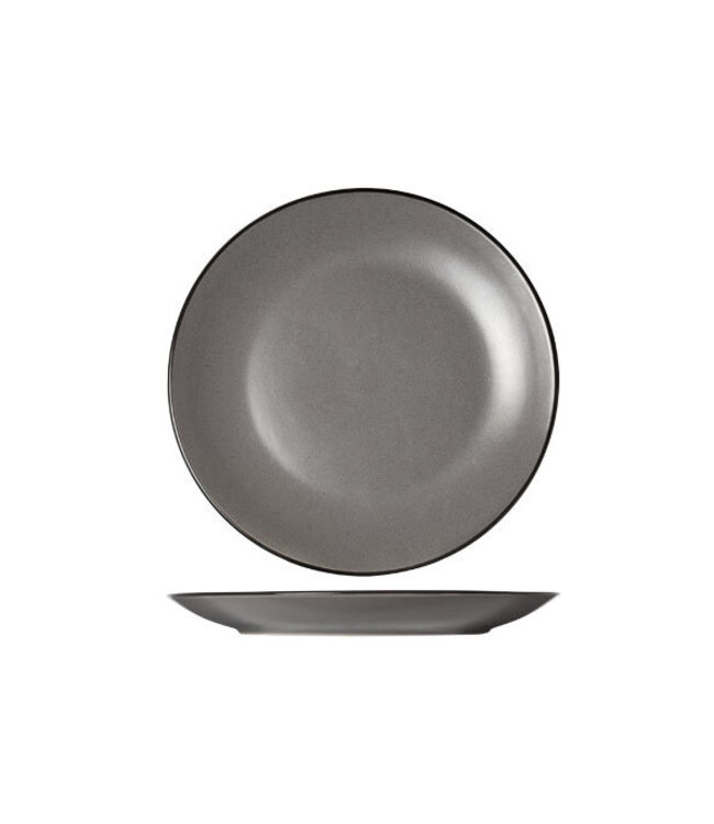 Cosy & Trendy Bord plat Speckle Grey dia.27cm zwarte boord