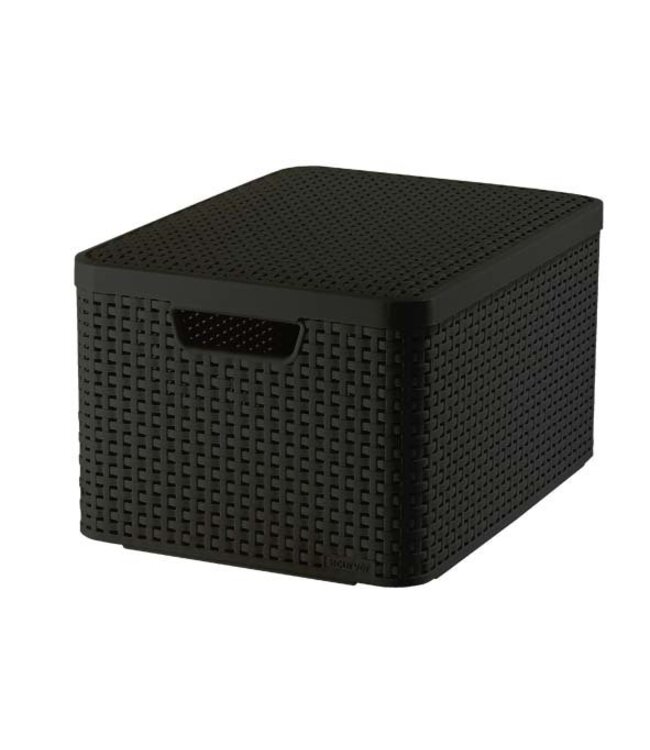 Curver Mandje naturel style large met deksel antraciet 44,2x33,2x24,9cm